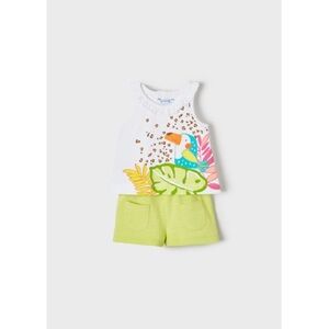 Mayoral Tropical Print Top and Lime Shorts Set